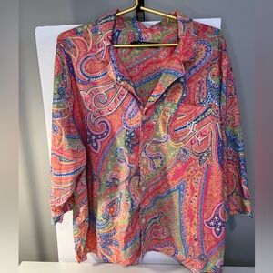 LAUREN Ralph Lauren Colorful Paisley Button Up Shirt - 3X
